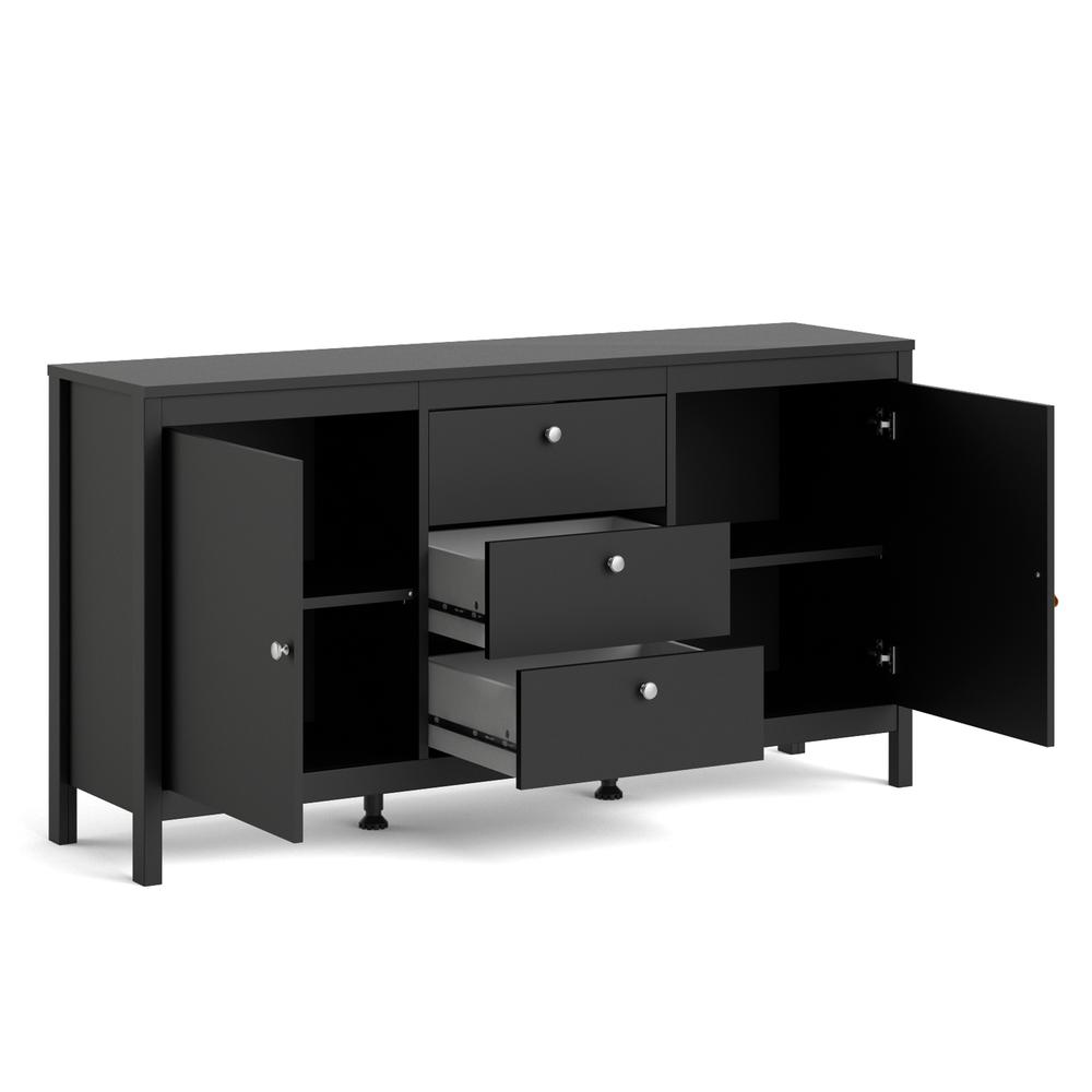 Madrid 2 Door Sideboard with 3 Drawers, Black Matte. Picture 19
