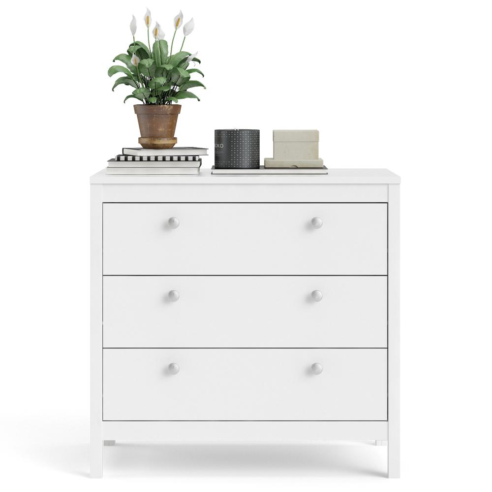 Madrid 3 Drawer Chest, White. Picture 9