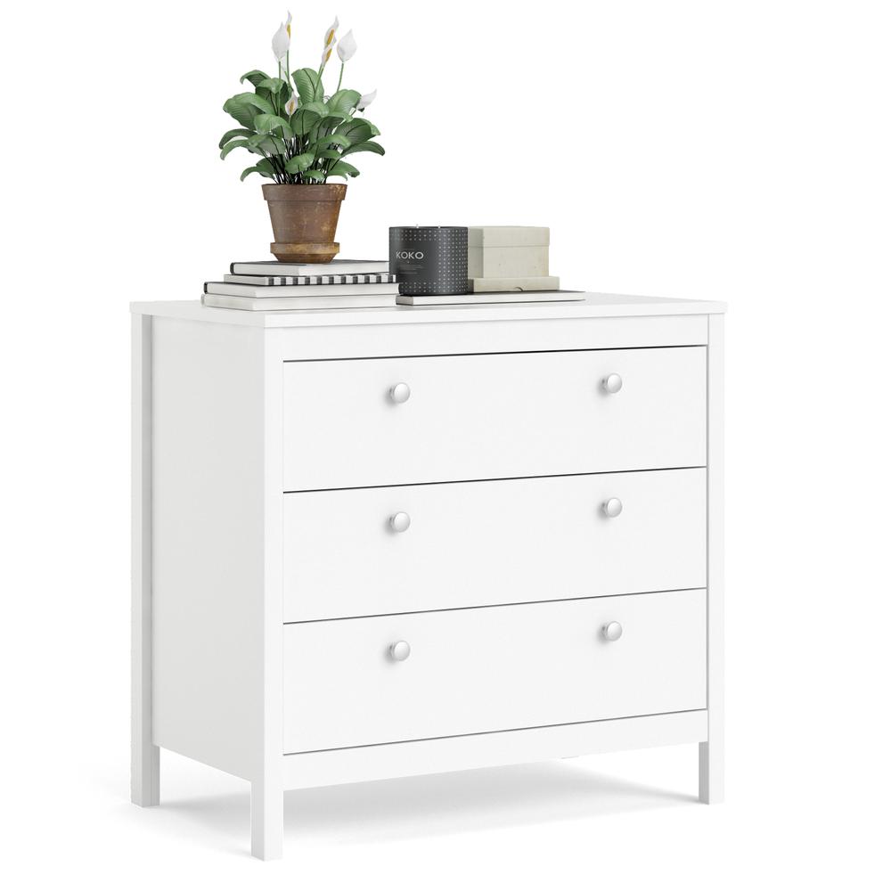 Madrid 3 Drawer Chest, White. Picture 5