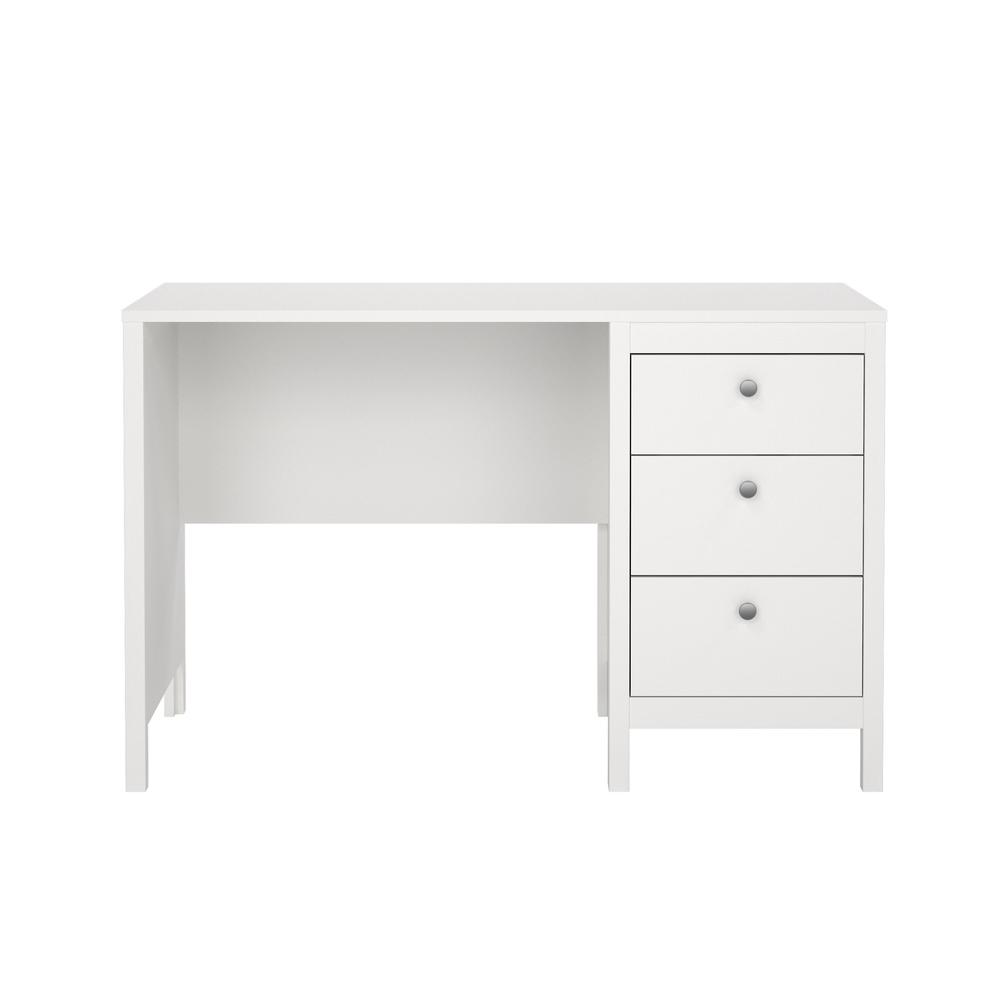 Madrid Home Office Writing Desk with 3 Storage Drawers, White. Picture 2