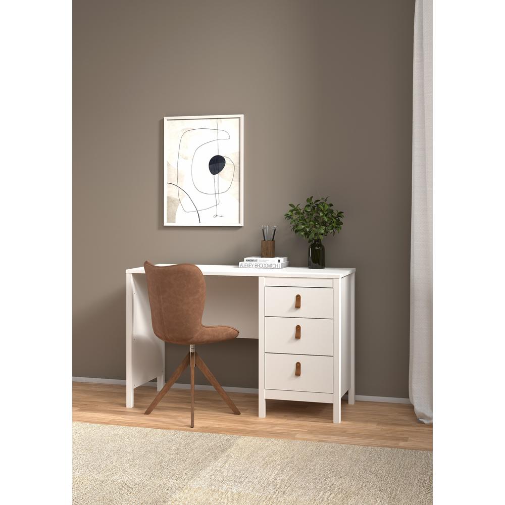 Madrid Home Office Writing Desk with 3 Storage Drawers, White. Picture 9