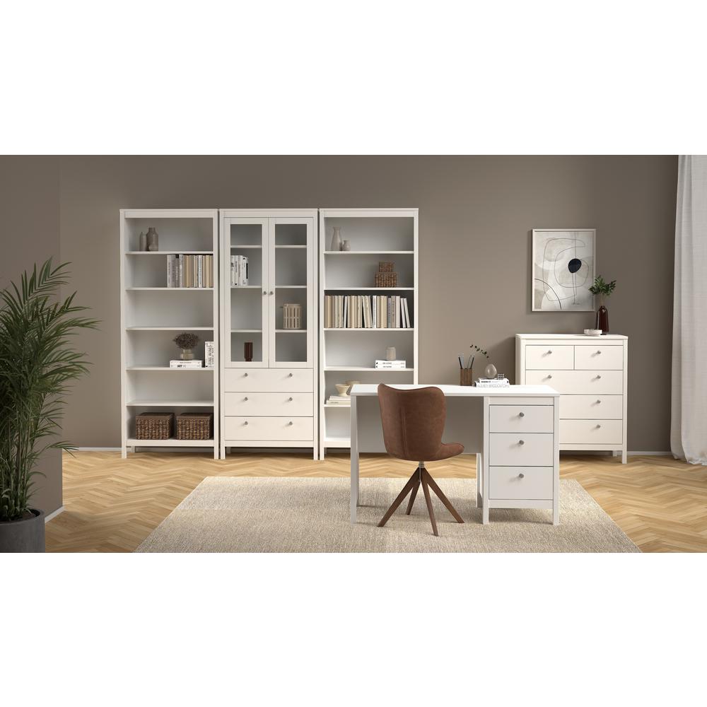 Madrid Home Office Writing Desk with 3 Storage Drawers, White. Picture 12