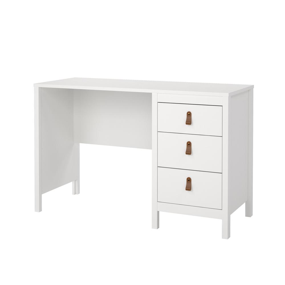 Madrid Home Office Writing Desk with 3 Storage Drawers, White. Picture 11