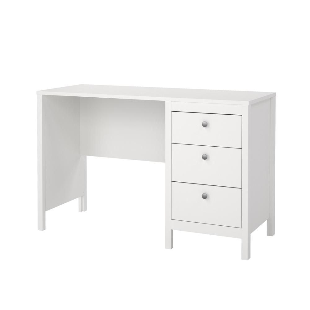 Madrid Home Office Writing Desk with 3 Storage Drawers, White. Picture 13