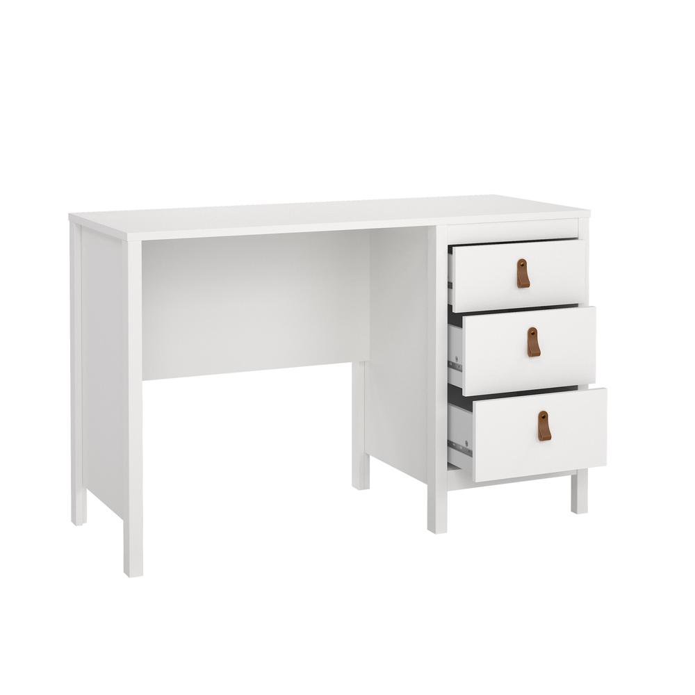 Madrid Home Office Writing Desk with 3 Storage Drawers, White. Picture 14