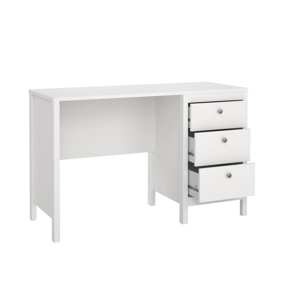 Madrid Home Office Writing Desk with 3 Storage Drawers, White. Picture 17