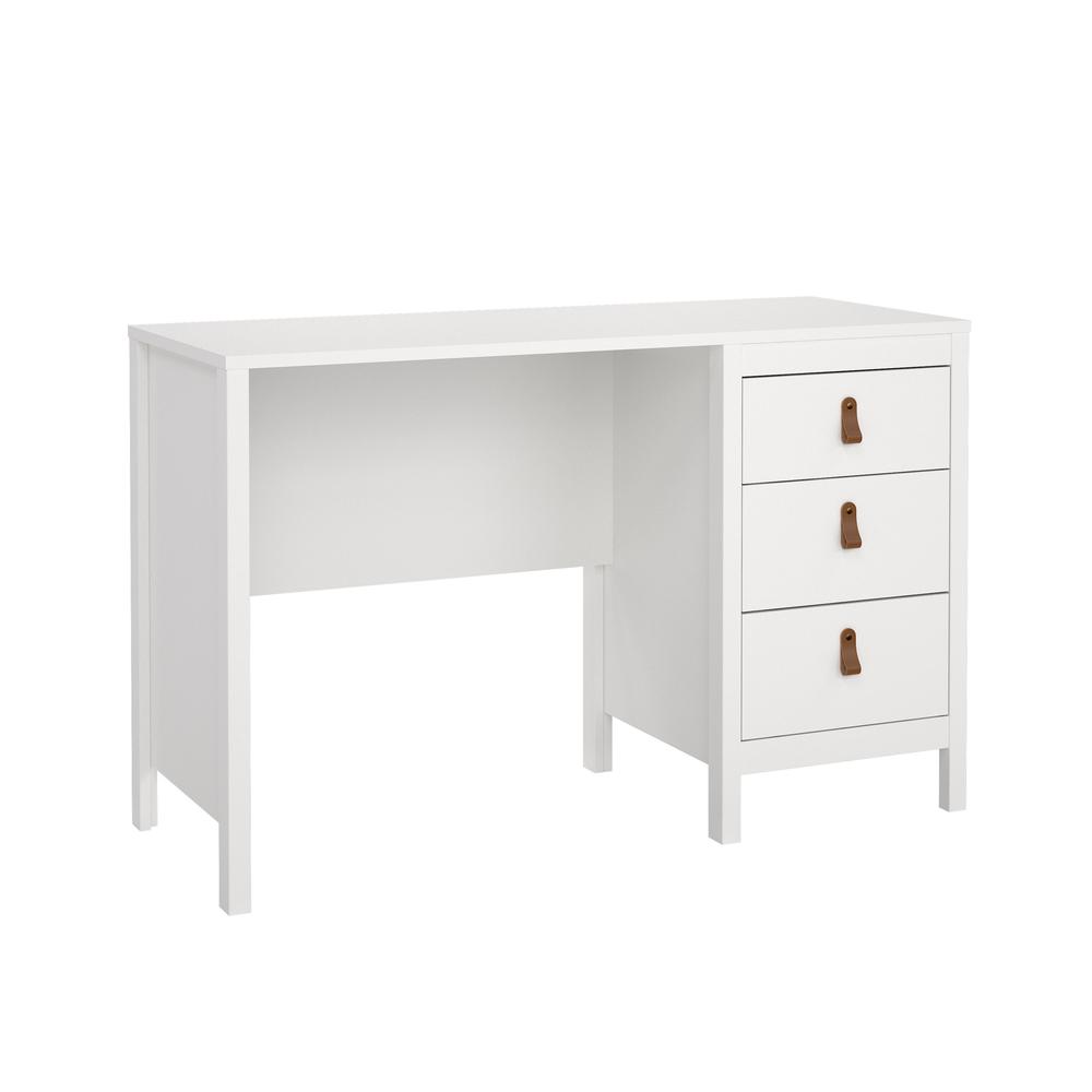 Madrid Home Office Writing Desk with 3 Storage Drawers, White. Picture 15