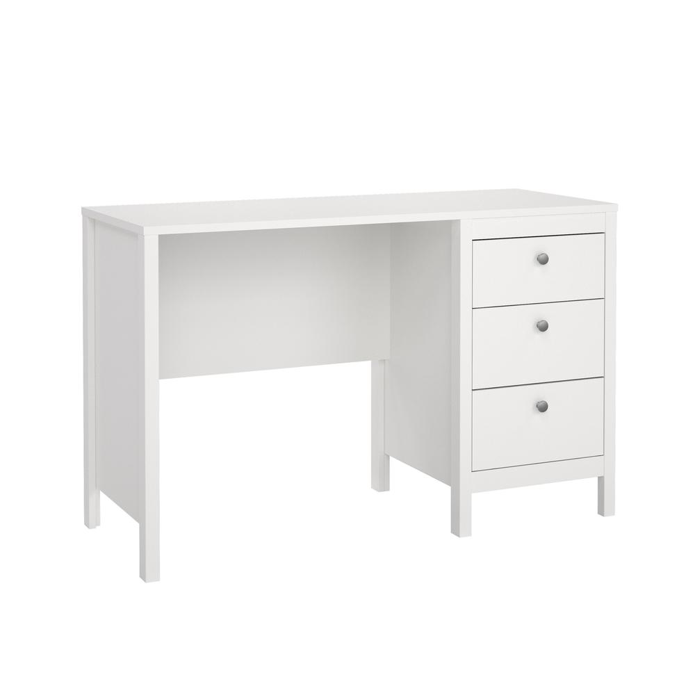 Madrid Home Office Writing Desk with 3 Storage Drawers, White. Picture 18