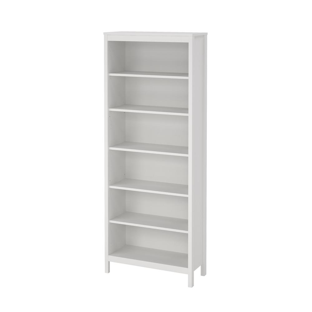 Madrid Adjustable 6 Shelf Bookcase, Open Storage Home Office Bookshelf, White. Picture 1