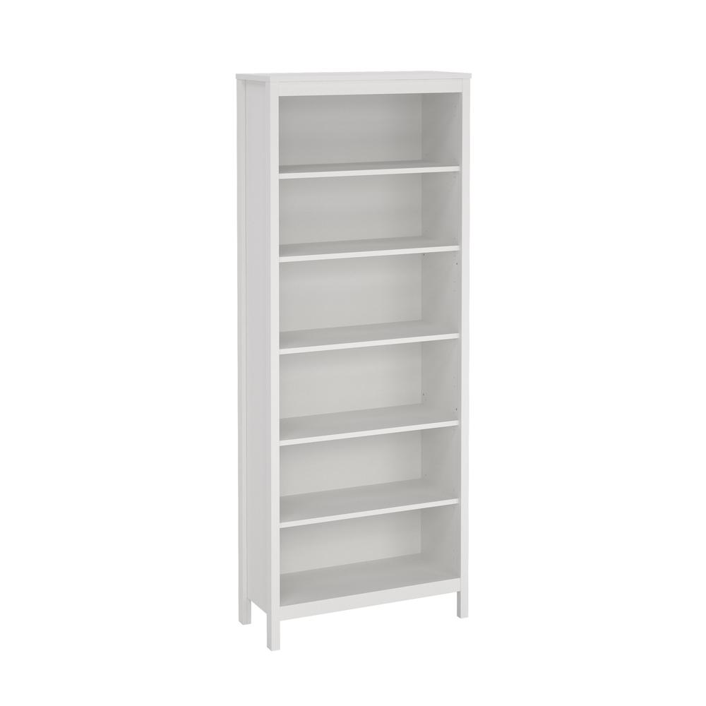 Madrid Adjustable 6 Shelf Bookcase, Open Storage Home Office Bookshelf, White. Picture 3