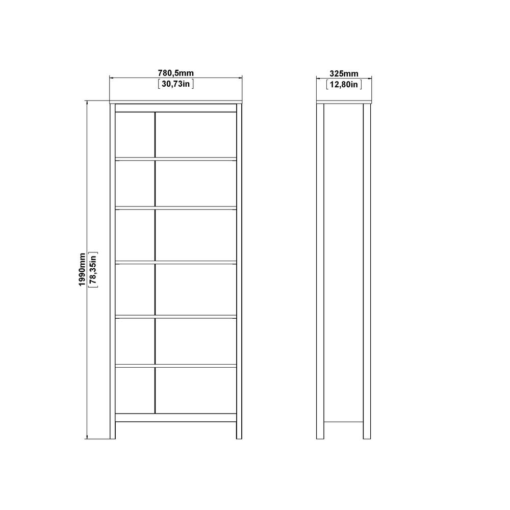Madrid Adjustable 6 Shelf Bookcase, Open Storage Home Office Bookshelf, White. Picture 10