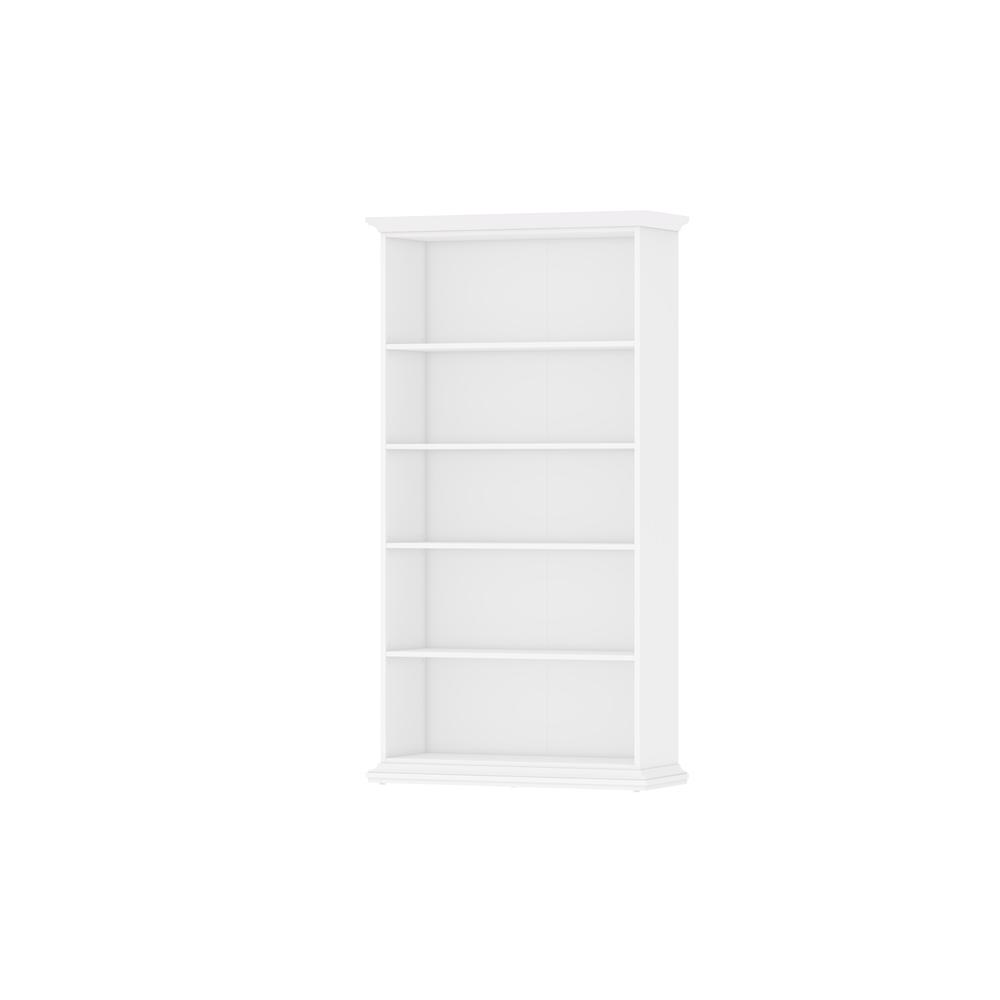 Tall Wide 5 Shelf Bookcase, White. Picture 2