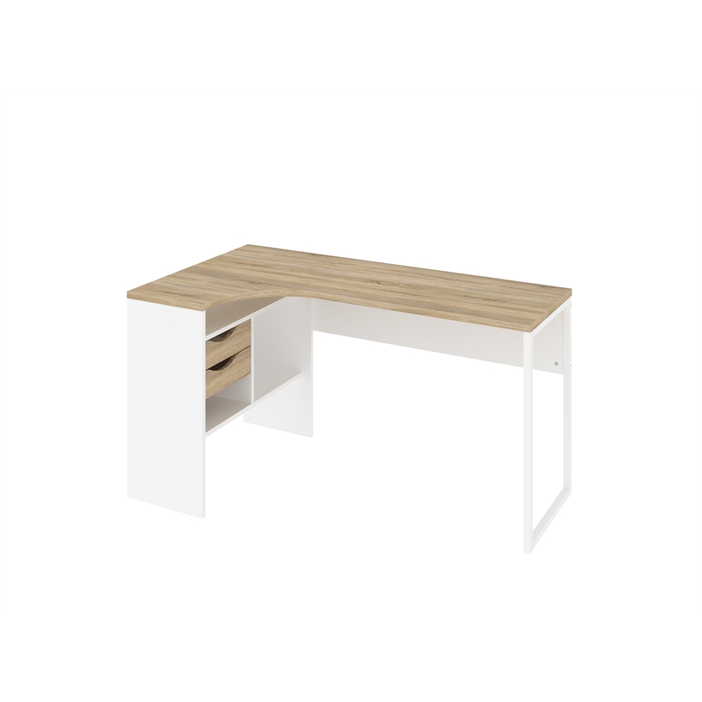 Wayland 2 Drawer Desk, White / Oak Structure. The main picture.