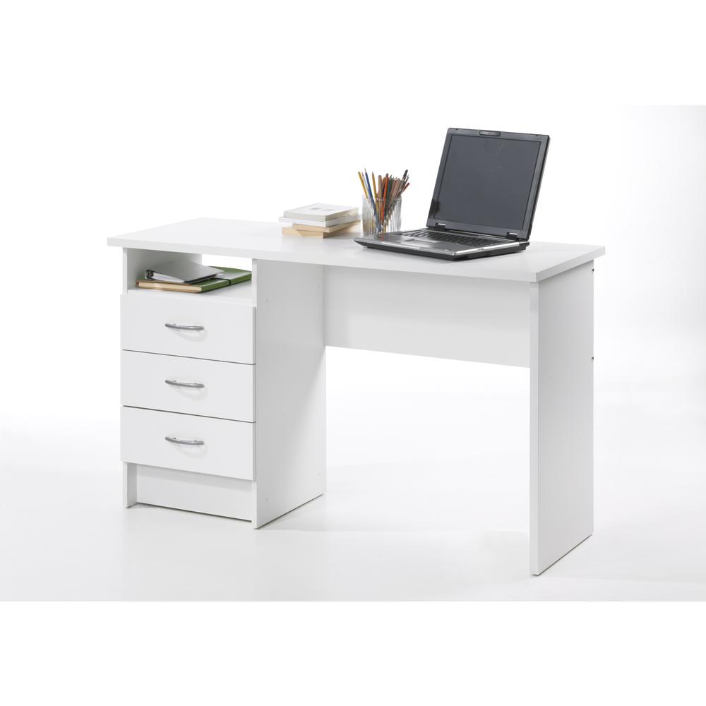 Desk with 3 Drawers, White. Picture 6