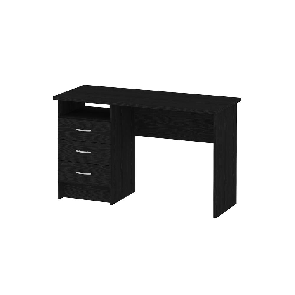 Whitman Desk with 3 Drawers, Black Woodgrain. Picture 3