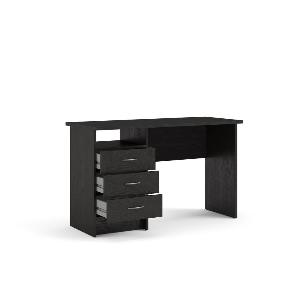 Whitman Desk with 3 Drawers, Black Woodgrain. Picture 4