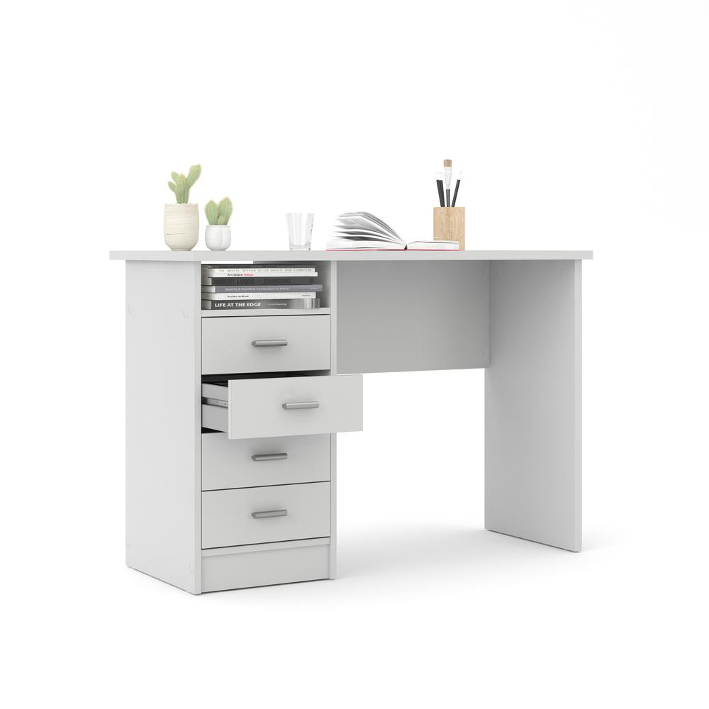 Desk with 4 Drawers, White. Picture 6