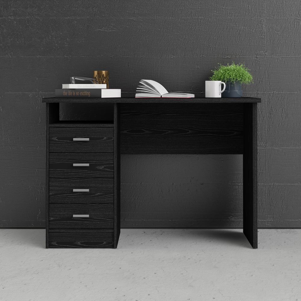 Desk with 4 Drawers Black Woodgrain. Picture 10