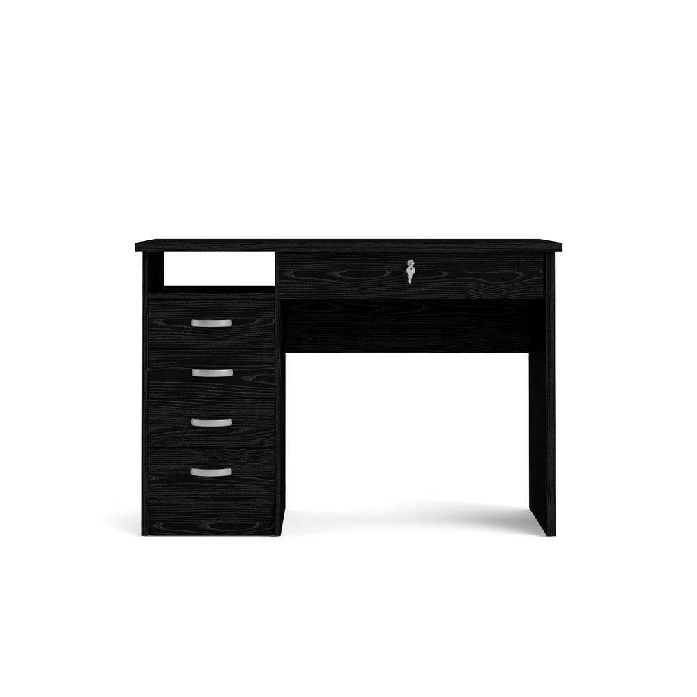 Desk with 5 Drawers Black Woodgrain. The main picture.