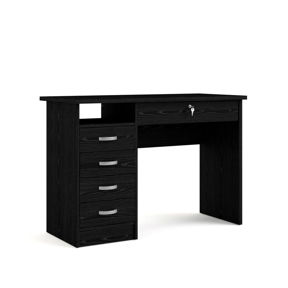 Desk with 5 Drawers Black Woodgrain. Picture 2