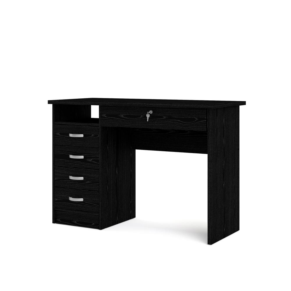Desk with 5 Drawers Black Woodgrain. Picture 3