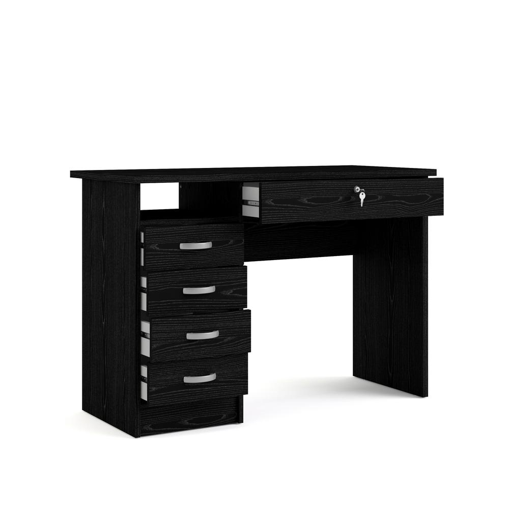 Desk with 5 Drawers Black Woodgrain. Picture 4