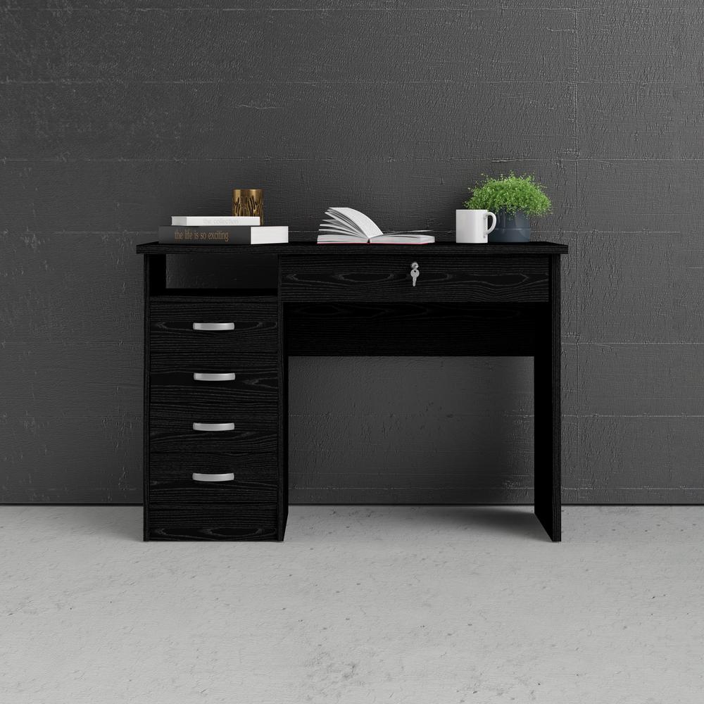 Desk with 5 Drawers Black Woodgrain. Picture 10