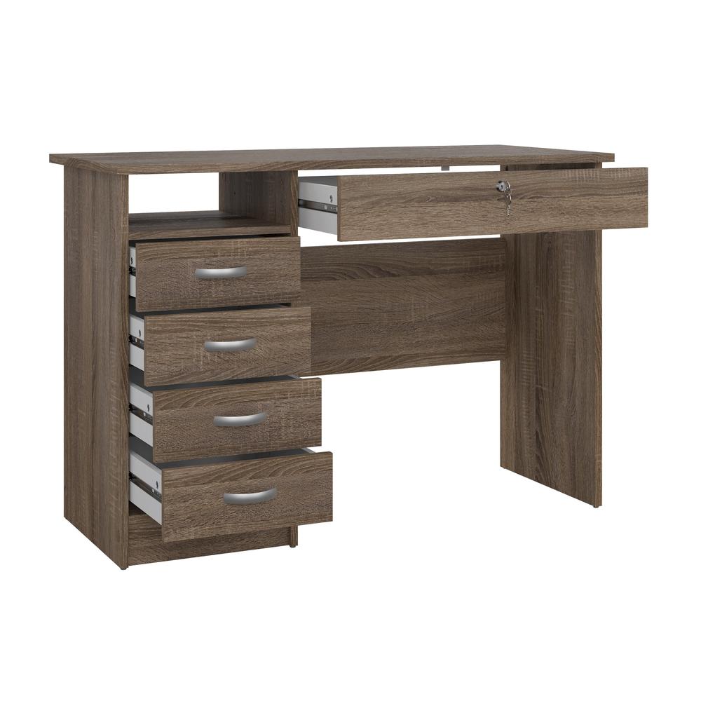 Walden Desk with 5 Drawers, Truffle Oak. Picture 5