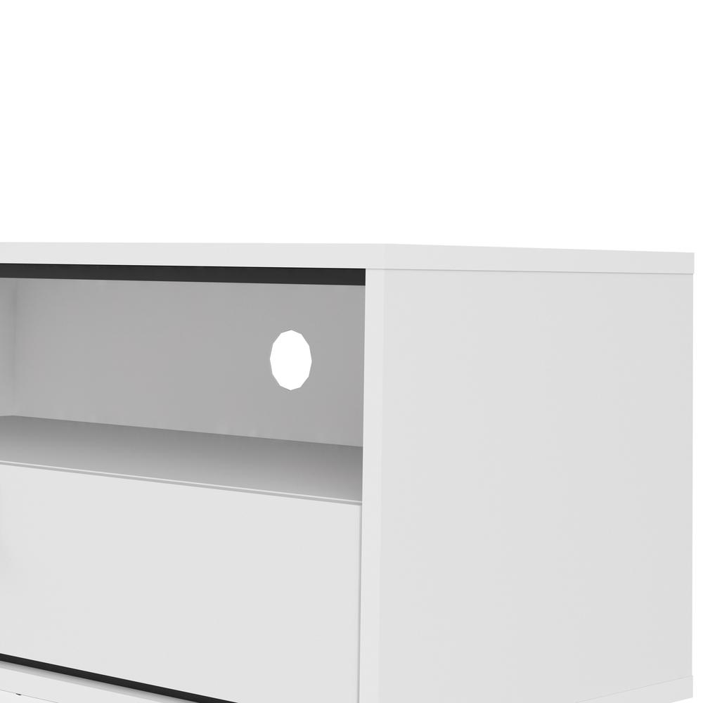 Ry 1 Door, 1 Drawer TV Stand with Open Shelf, White Matte/Black. Picture 6