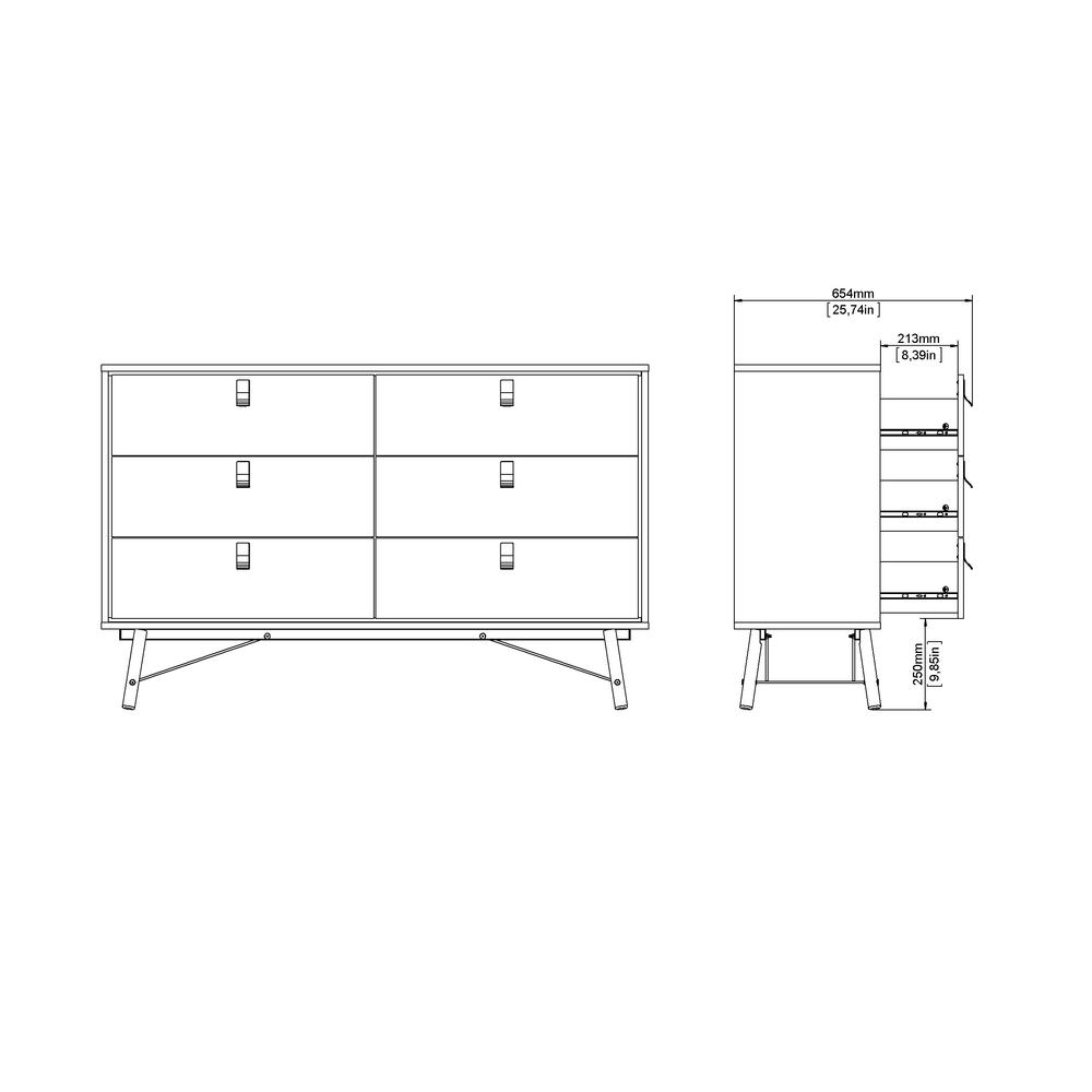 Ry 6 Drawer Double Dresser, Black Matte/Walnut. Picture 14