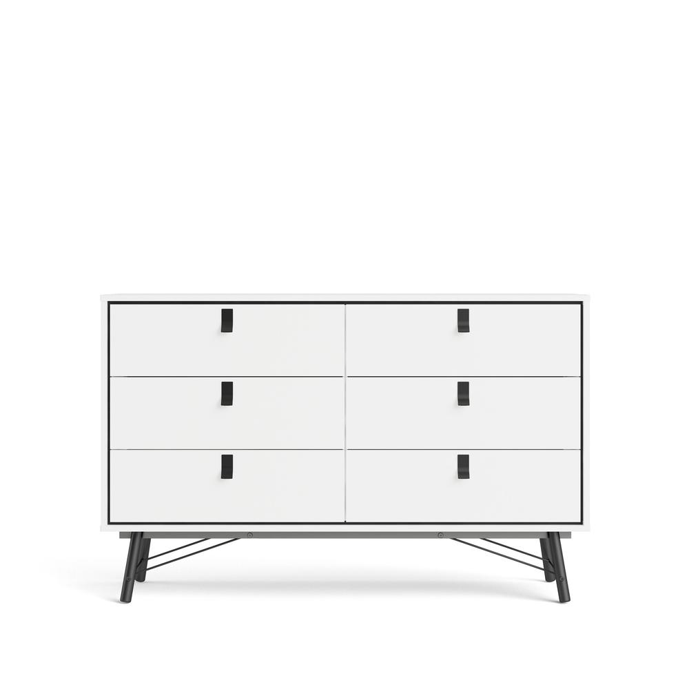 Ry 6 Drawer Double Dresser, White Matte/Black. Picture 3