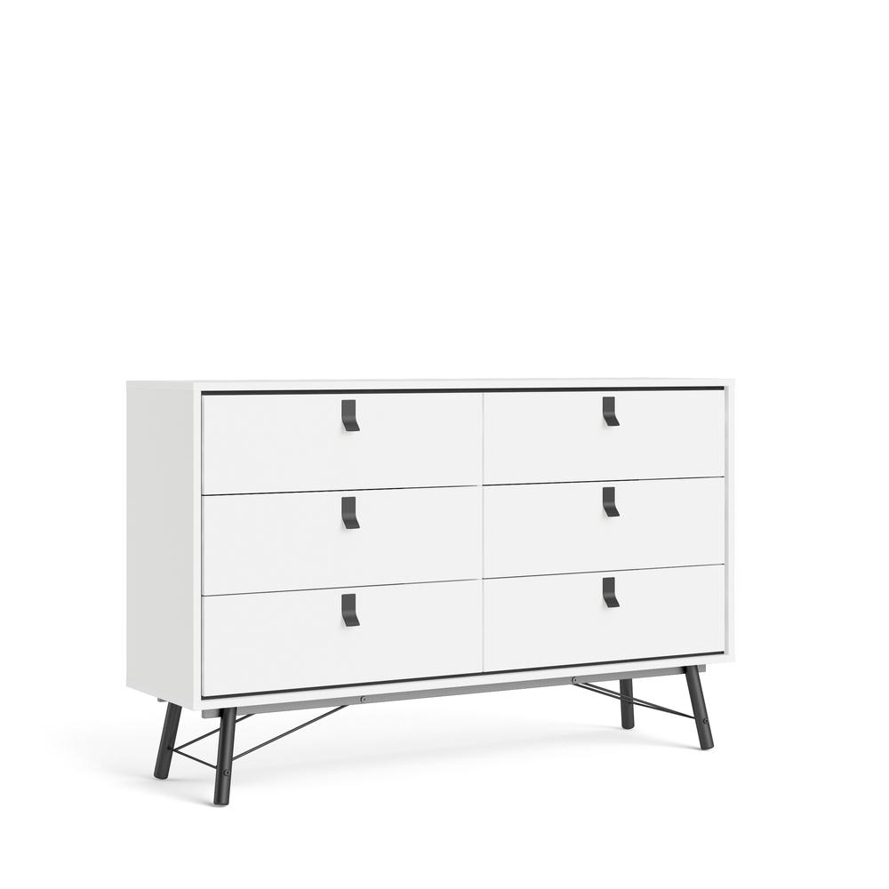 Ry 6 Drawer Double Dresser, White Matte/Black. Picture 1