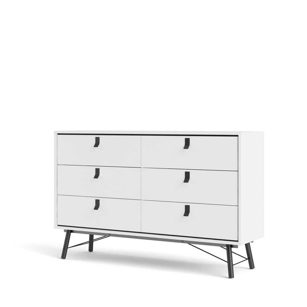 Ry 6 Drawer Double Dresser, White Matte/Black. Picture 2