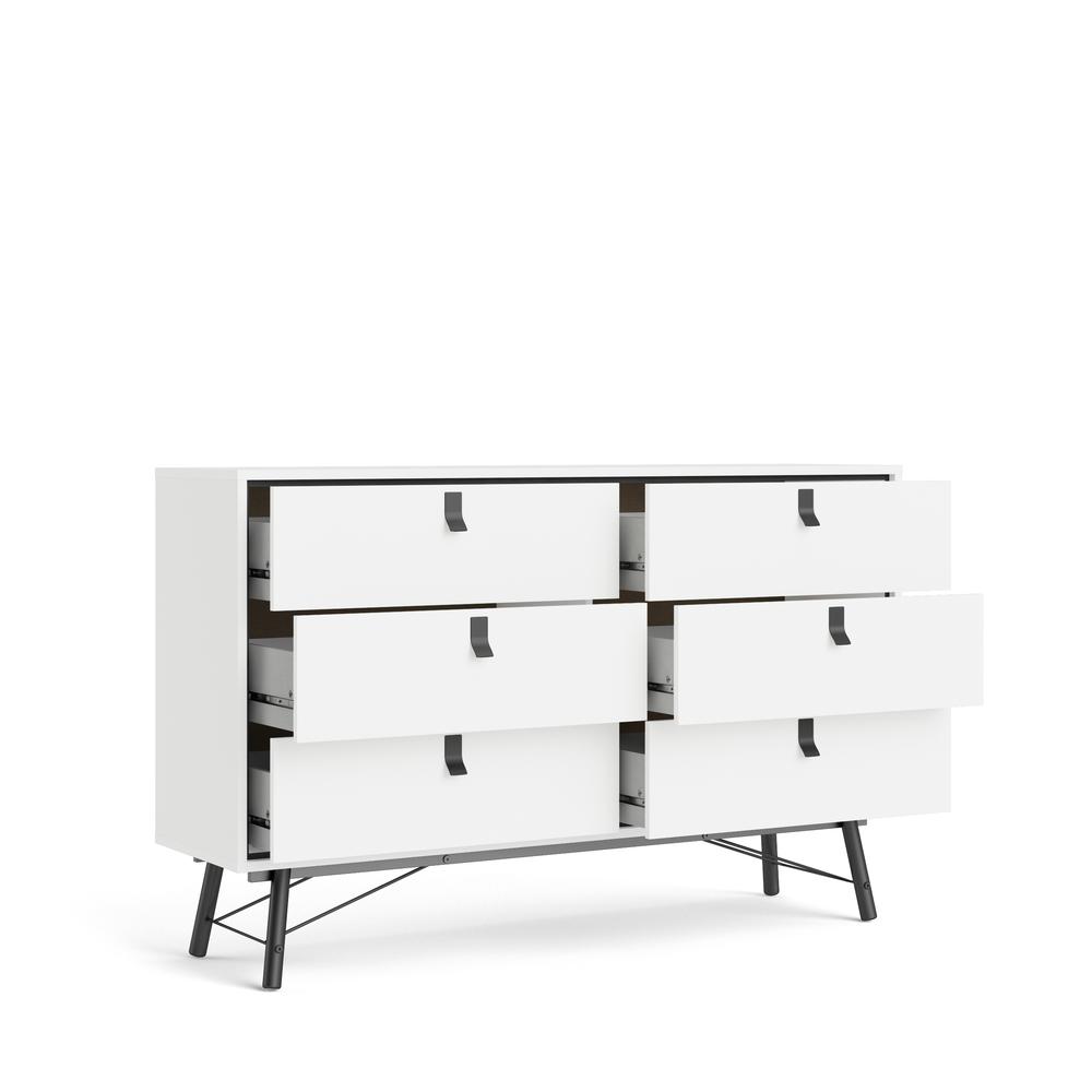 Ry 6 Drawer Double Dresser, White Matte/Black. Picture 4