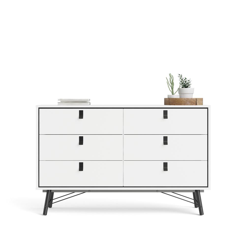 Ry 6 Drawer Double Dresser, White Matte/Black. Picture 5