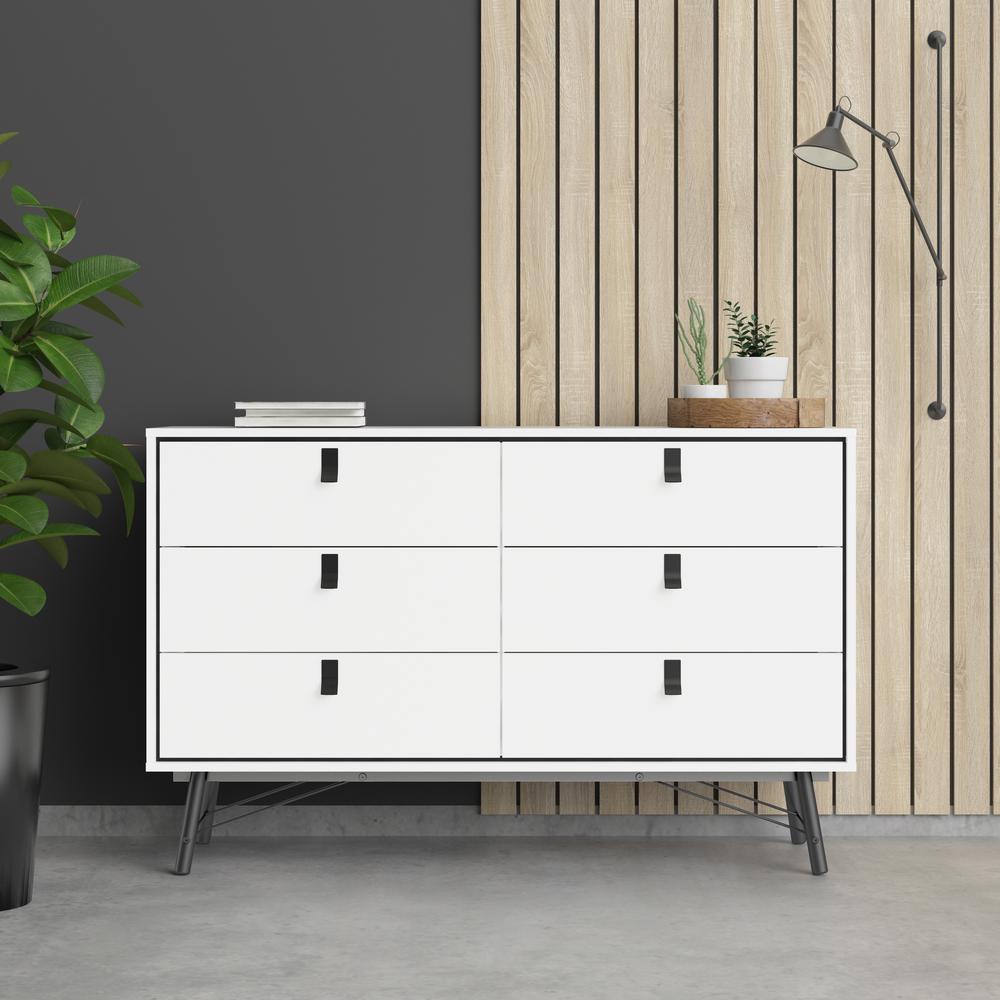 Ry 6 Drawer Double Dresser, White Matte/Black. Picture 8