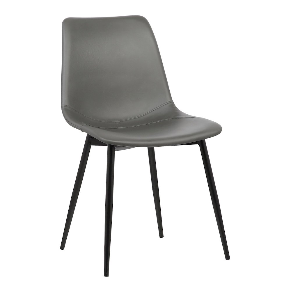 Armen Living Monte Contemporary Dining Chair in Gray Faux Leather with Black Powder Coated Metal Legs. Picture 1