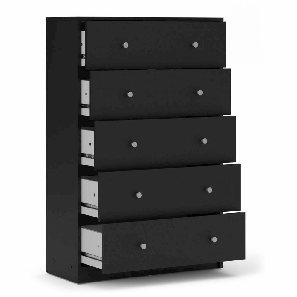 Portland 5 Drawer Chest, Black. Picture 9