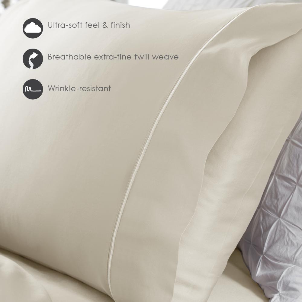 Luxury Microfiber Pillowcase Set Standard, Ivory. Picture 4