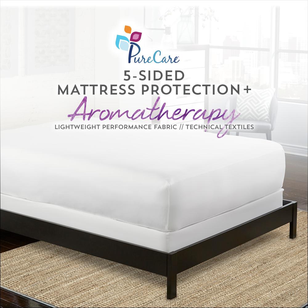 AromaTherapy 5-Sided Mattress Protector Full, White. Picture 2