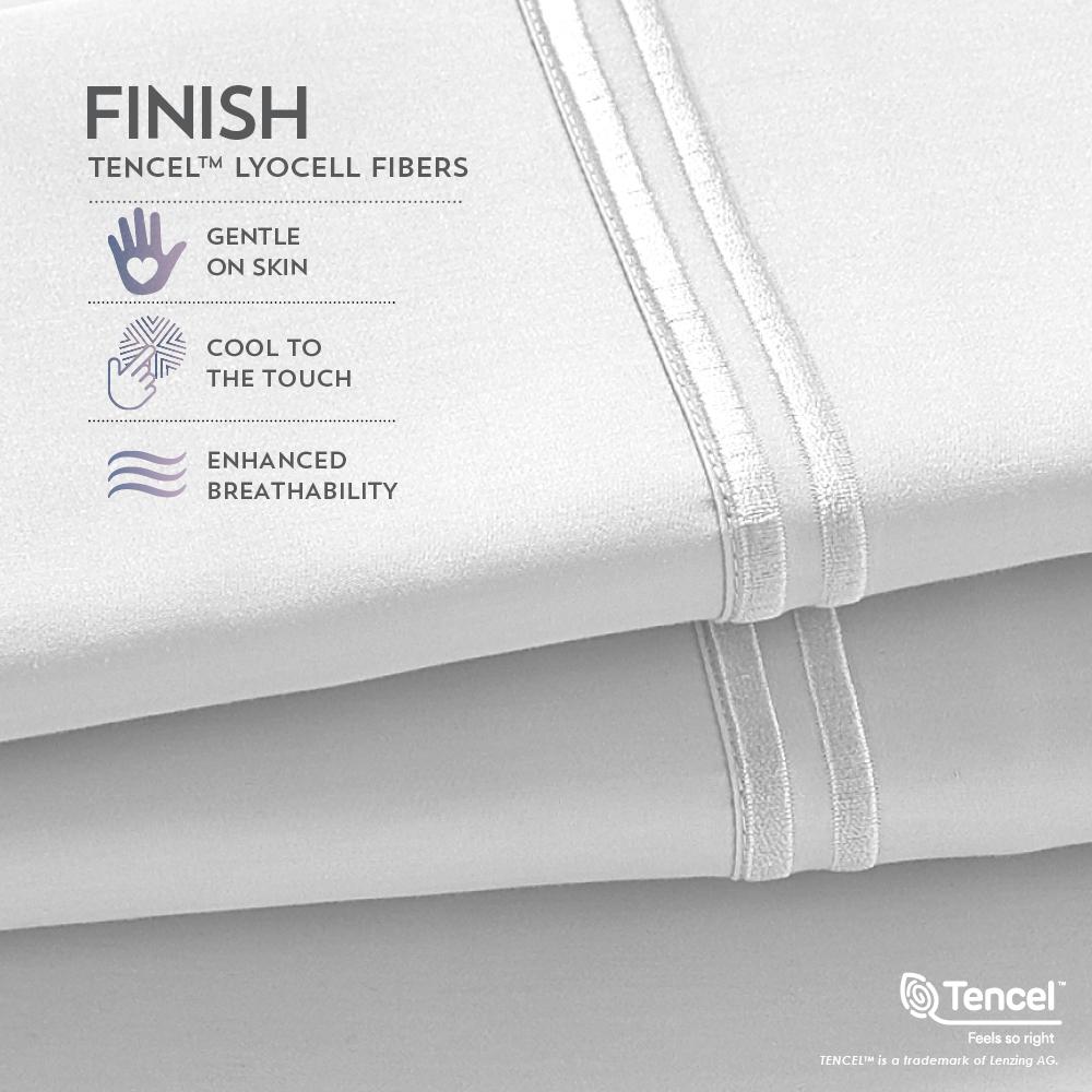 Premium Tencel Sheet Set Split Cal King, White. Picture 5