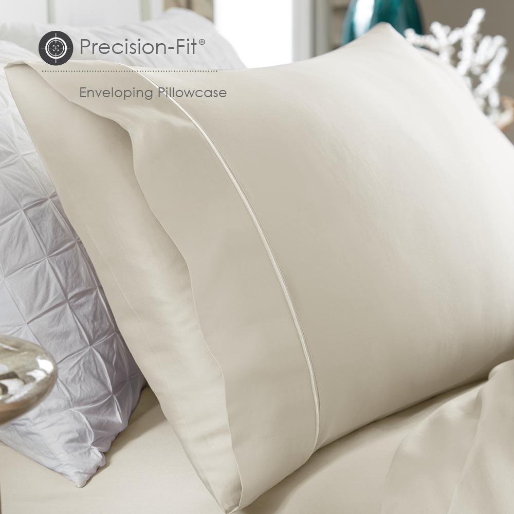 Luxury Microfiber Pillowcase Set Queen , Ivory. Picture 3