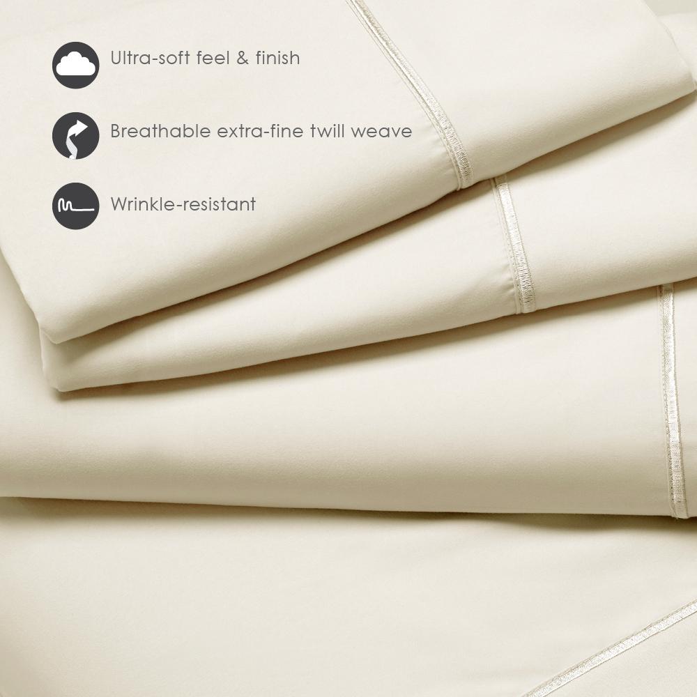 Luxury Microfiber Wrinkle Resistant Sheet Set QUEEN, White. Picture 4