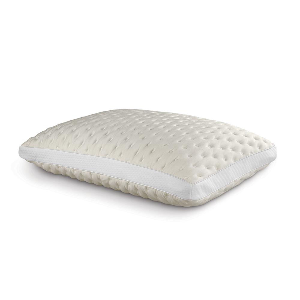 Bamboo Memory Foam Puff Pillow Queen, White. Picture 1
