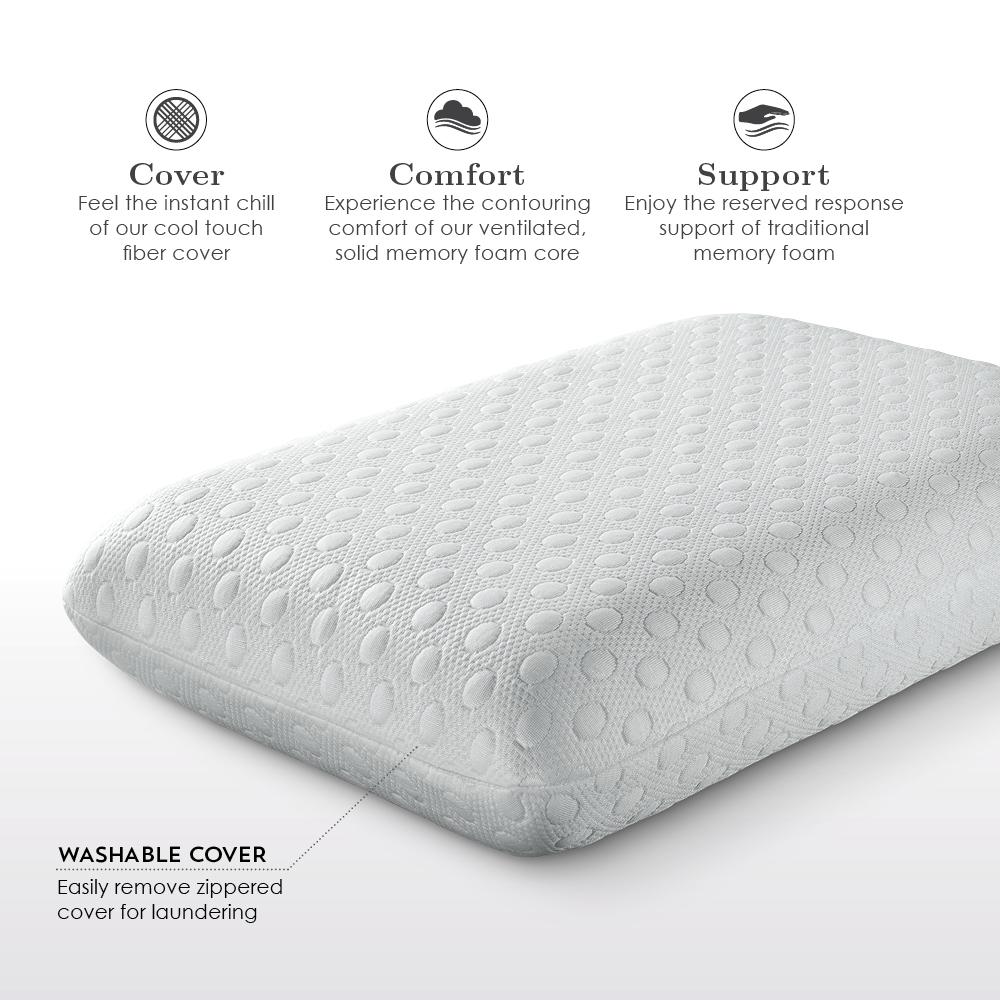 Cooling Cover Memory Foam Pillow Standard, White. Picture 3