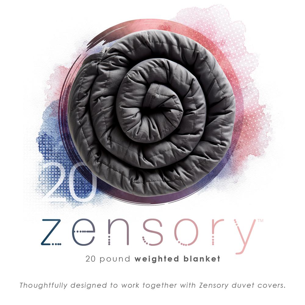 Zensory 20lb Weighted Blanket 48"x72", Dark Gray. Picture 2