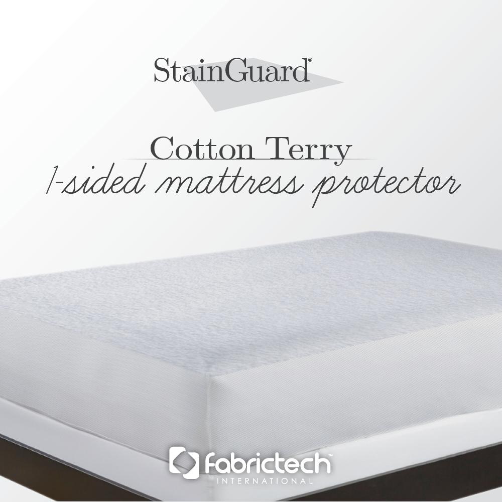 StainGuard® Cotton Terry Mattress Protector KING, White. Picture 2