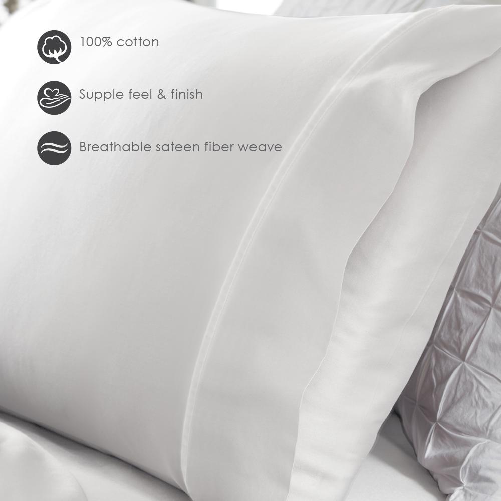 100% Cotton Pillowcase Set King, White. Picture 4