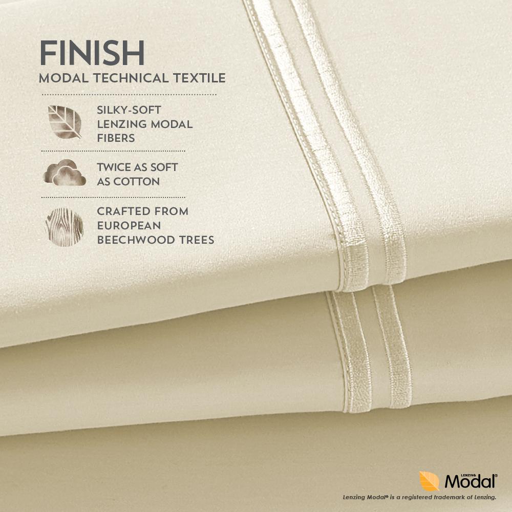 Premium Modal Sheet Set  Queen, Ivory. Picture 5