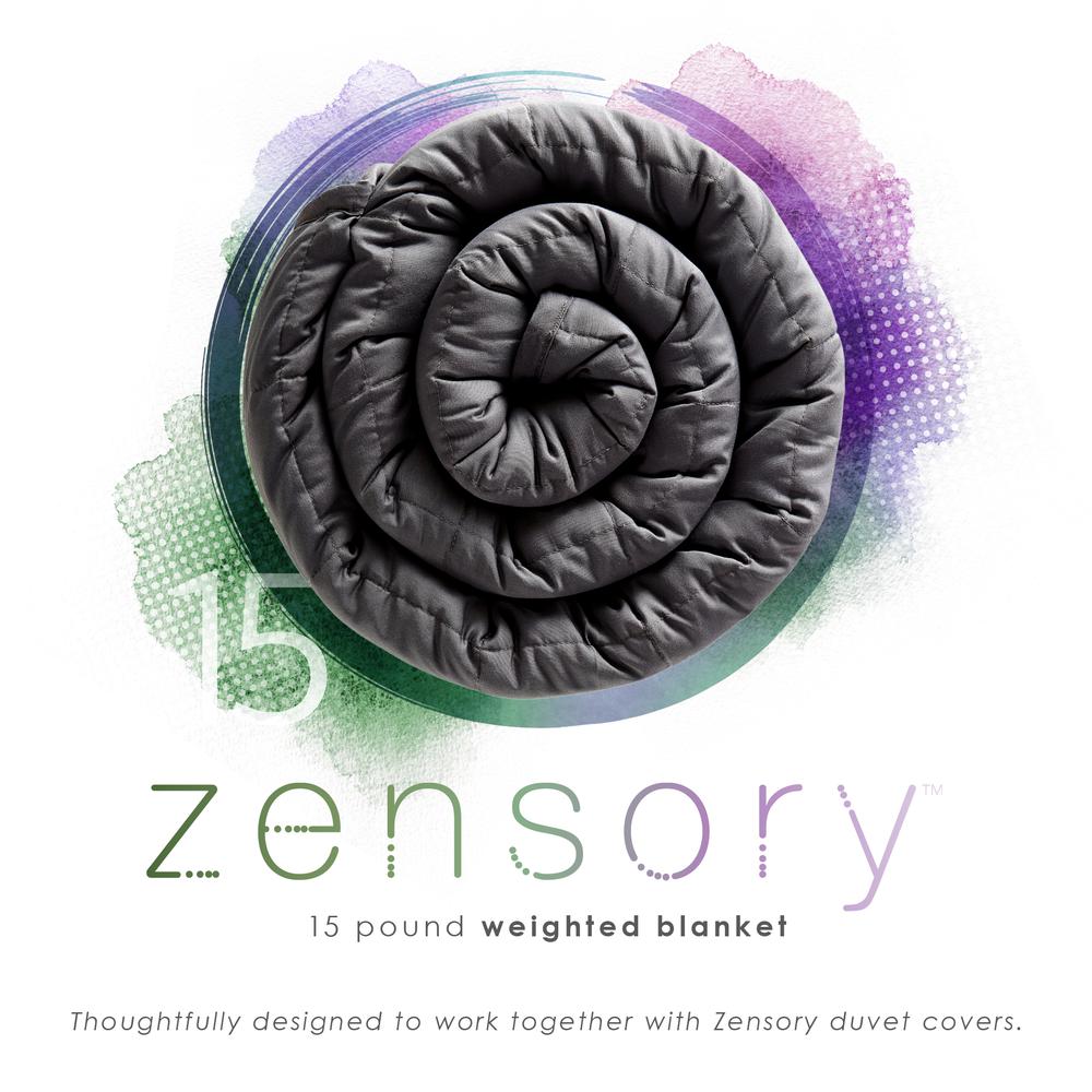 Zensory 15lb Weighted Blanket 48"x72", Dark Gray. Picture 2